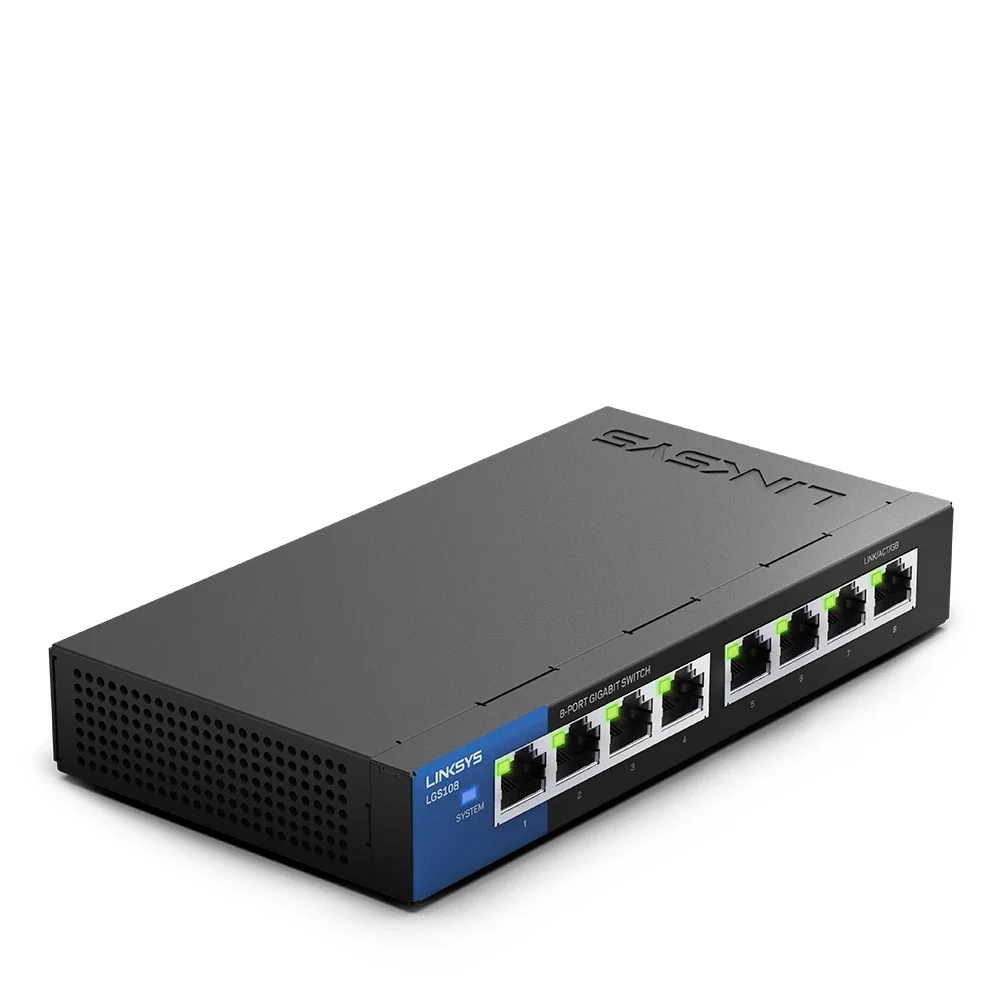 

LINKSYS LGS108 8-Port Business Desktop Gigabit Switch Wired Connection Speed 1000 Mbps 8 Gigabit Ethernet Auto-Sensing
