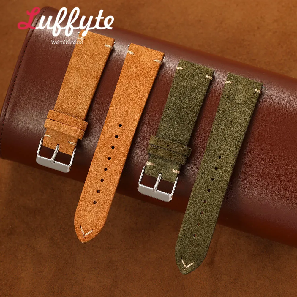 Fashion Men Women Suede Leather Watch Band 18mm 20mm 22mm Quick Release Personality Replacement Vintage Watch Strap