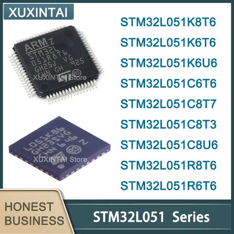 IC original do microcontrolador, STM32L051, STM32L051K8T6 K6U6 C6T6 C8T7 C8T3 C8U6 R8T6 R6T6, QFN LQFP, novo, 5 PCes pelo lote