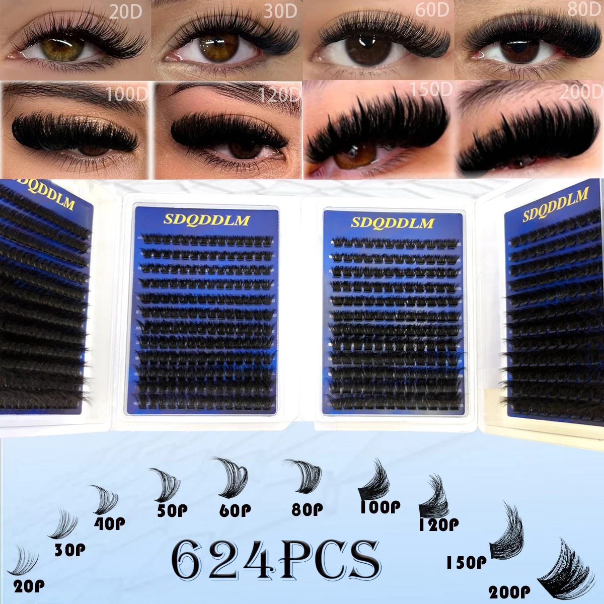30 Reihen Wimpernbüschel DIY Spiky Cluster Lashes Gemischte Stile Flauschige Volumen-Wimpernbüschel Flauschige Einzelwimpernverlängerung – Detail 30