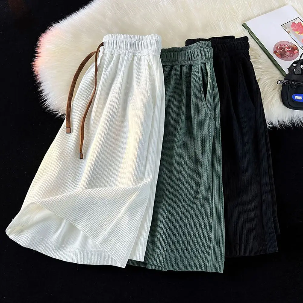 Quick Dry Mens Shorts Ice Silk Summer Loose Casual Beachwear Active Sport Fitness Straight Leg Breathable Trousers
