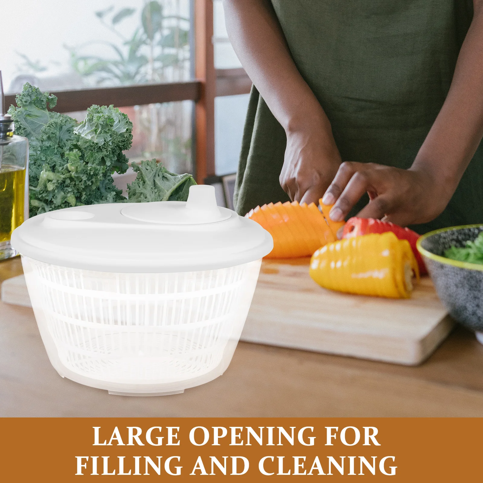 

1pc Vegetable Fruit Water Slinger Manual Dehydrator Salad Washing Machine Plastic Large Opening Home Kitchen Hotel Catering Fast