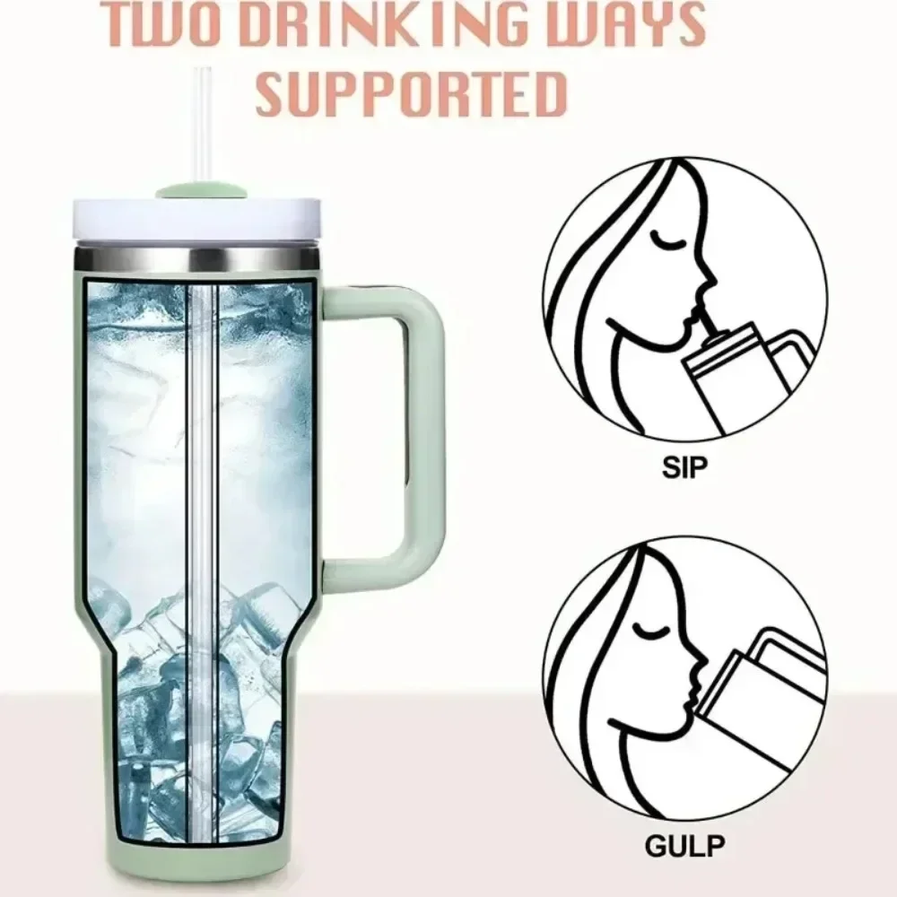 1200ml Water Cup Insulated Tumbler with Handle Straw Stainless Steel Vacuum Cup Thermal Mug Travel Car Cup