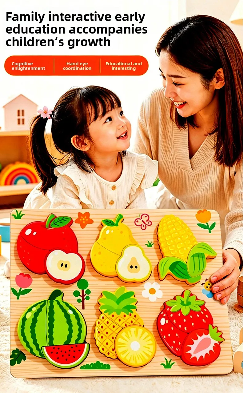 Montessori 3D Holzpuzzle Blöcke Tierform-Zuordnungsspiel Frühpädagogisches Kognitives Sensorisches Spielzeug Geschenk für Kleinkinder 1-3 Jahre – Detail 8