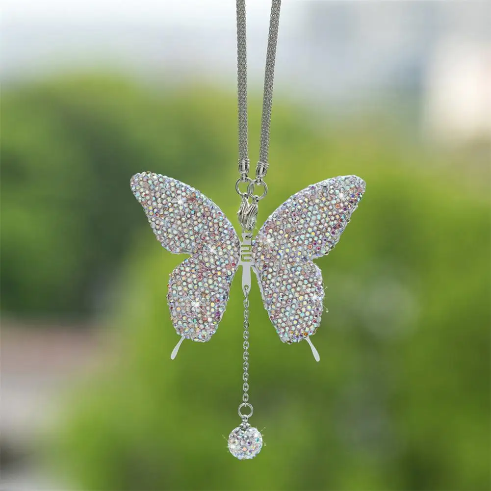 Butterfly Design Car Accessory Elegant Faux Butterfly Pendant for Car Home Decoration Sparkling Charm Lucky for Women for Car