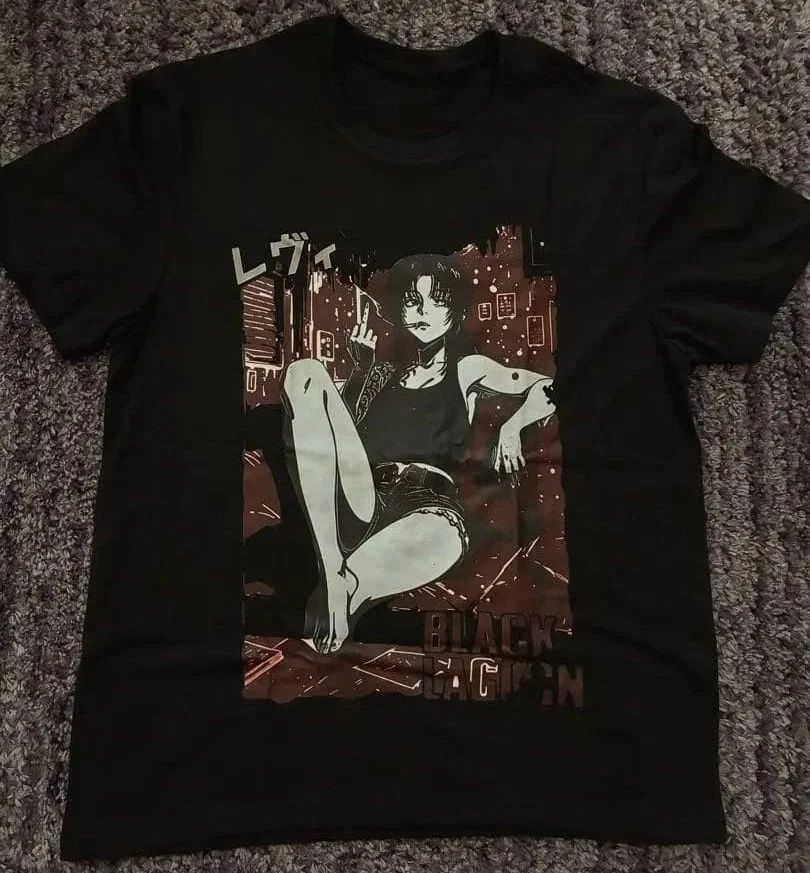 Revy Black Lagoon Anime Two Hand Graphic T-Shirt Cotton Men Women Streetwear Tee