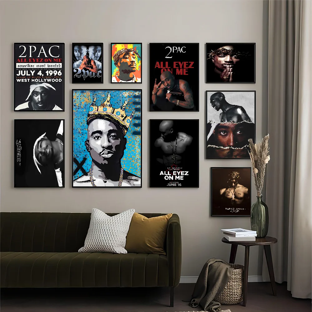 

Hip Hop Singer Tupac Retro Posters 2PAC Self-adhesive Art Poster HD Quality Wall Art Retro Posters For Home Home Decor