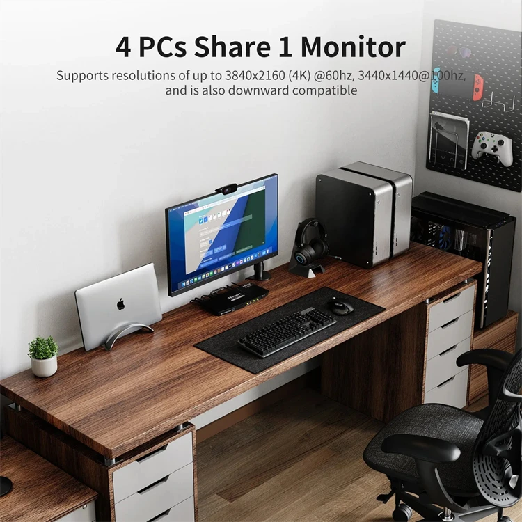 

TESmart 4 Port KVM Switch Kit H D 4K60Hz With USB 3.0 Docking Station For 4 PCs 1