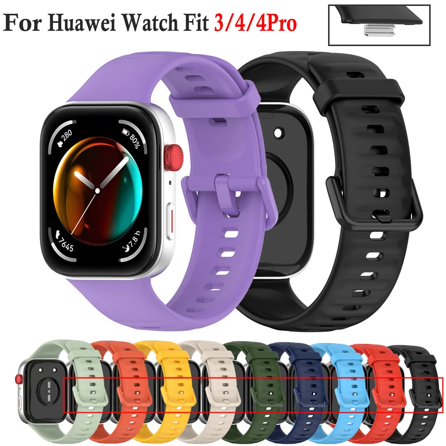 Красочный ремешок с пряжкой для Huawei Watch Fit 3/4/4 Pro, сменный мягкий силиконовый спортивный браслет для Huawei Watch Fit 3 4, ремешок