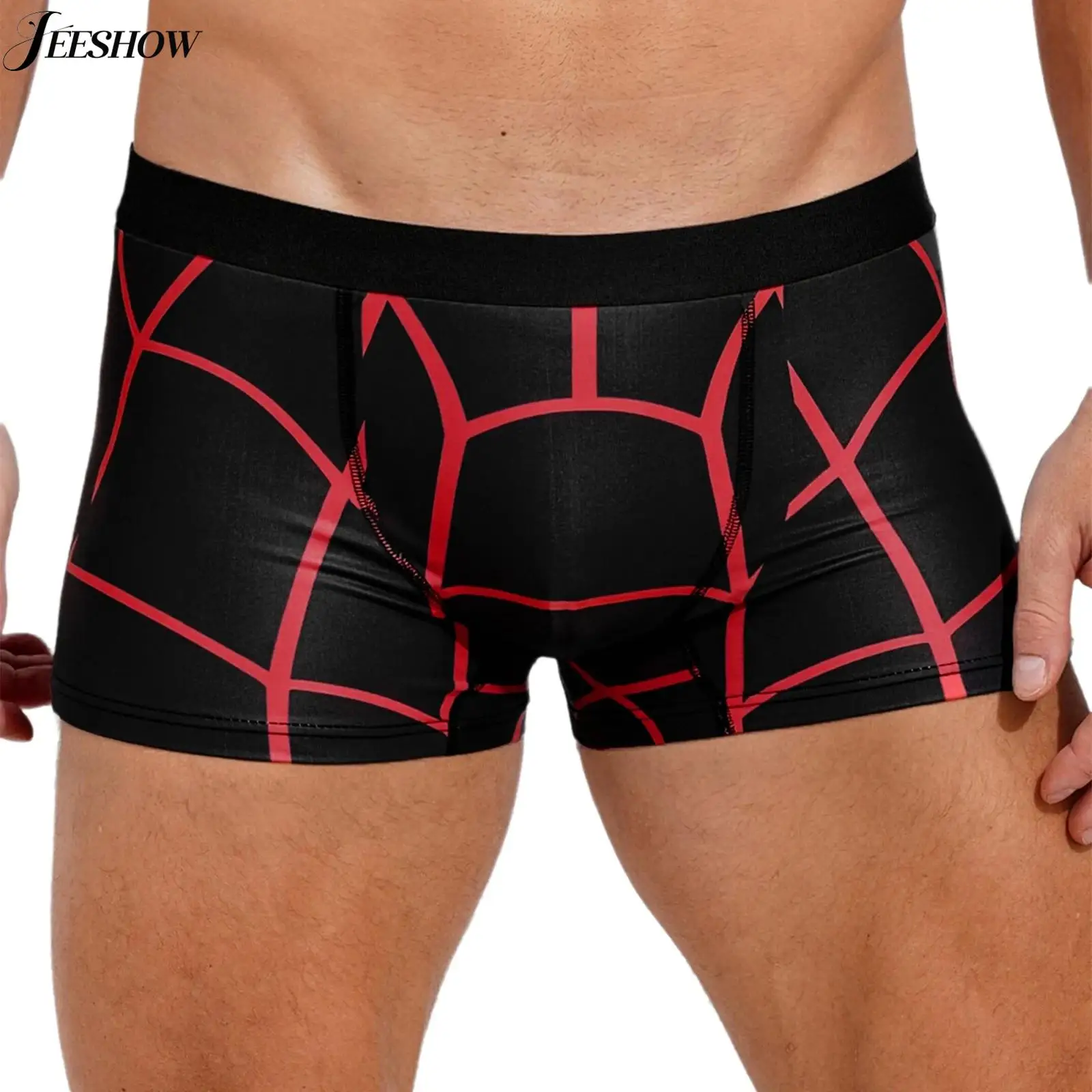 

Мужское нижнее белье с принтом паутины, эластичный пояс, выпуклая сумка, шорты-боксеры, эластичные трусы с низкой посадкой, плавки, одежда для дома