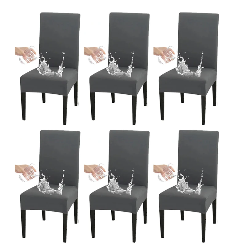 6 pieces waterproof chair cover thin fabric slipcover for dining room wedding banquet office chair protector for kids washable