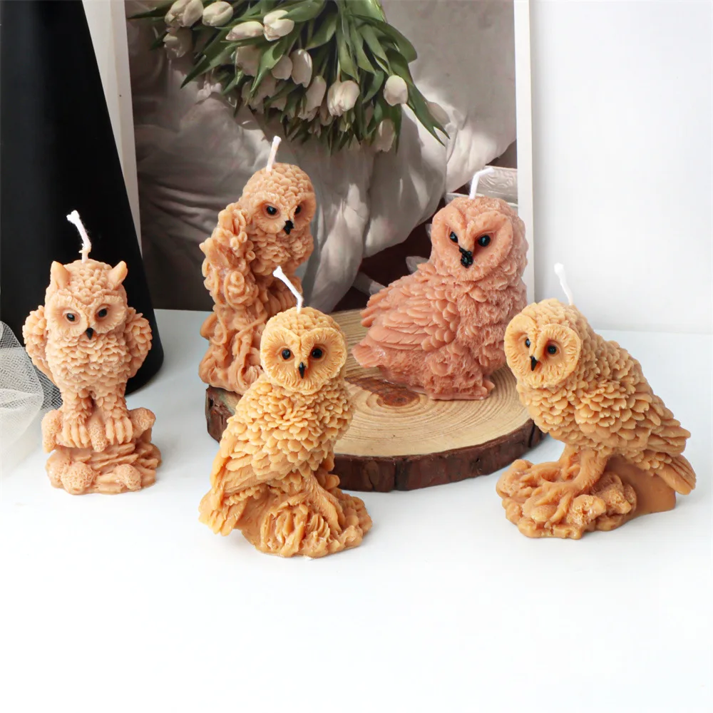 Cute Owl Silicone Candle Mold for DIY Aromatherapy Candle Plaster Ornaments Soap Epoxy Resin Mould Handicrafts Making Tool