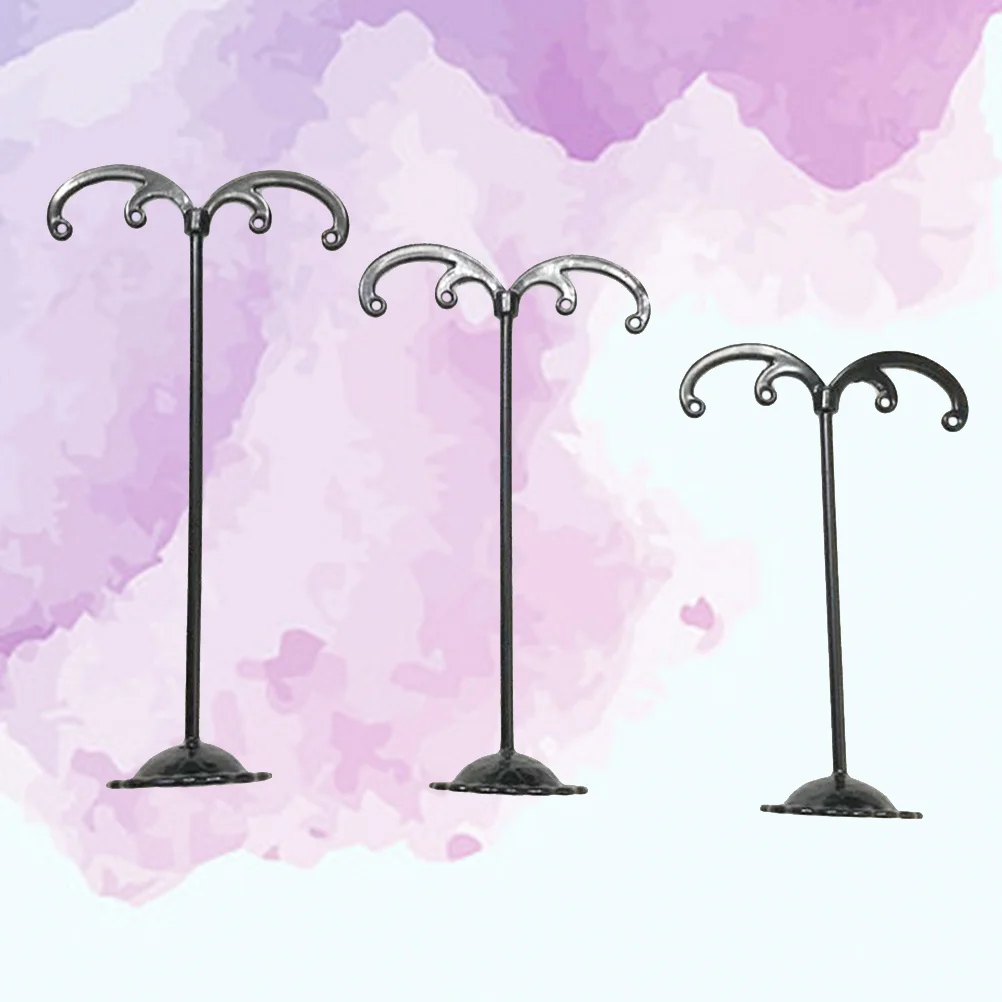 

3Pcs Earrings Holder Metal Horn Shape Stand Jewelry Organizer Classic Symmetric for Stud Dangle Earrings Home