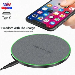 15W Wireless Charger for iPhone 15 14 13 12 11 Pro XS X XR 8 Induction Type C Fast Charging Pad for Samsung Galaxy S23 S22 S21