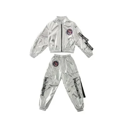 

Children's hiphop suit boys silver cool jazz dance costume kindergarten fashion dancing dress