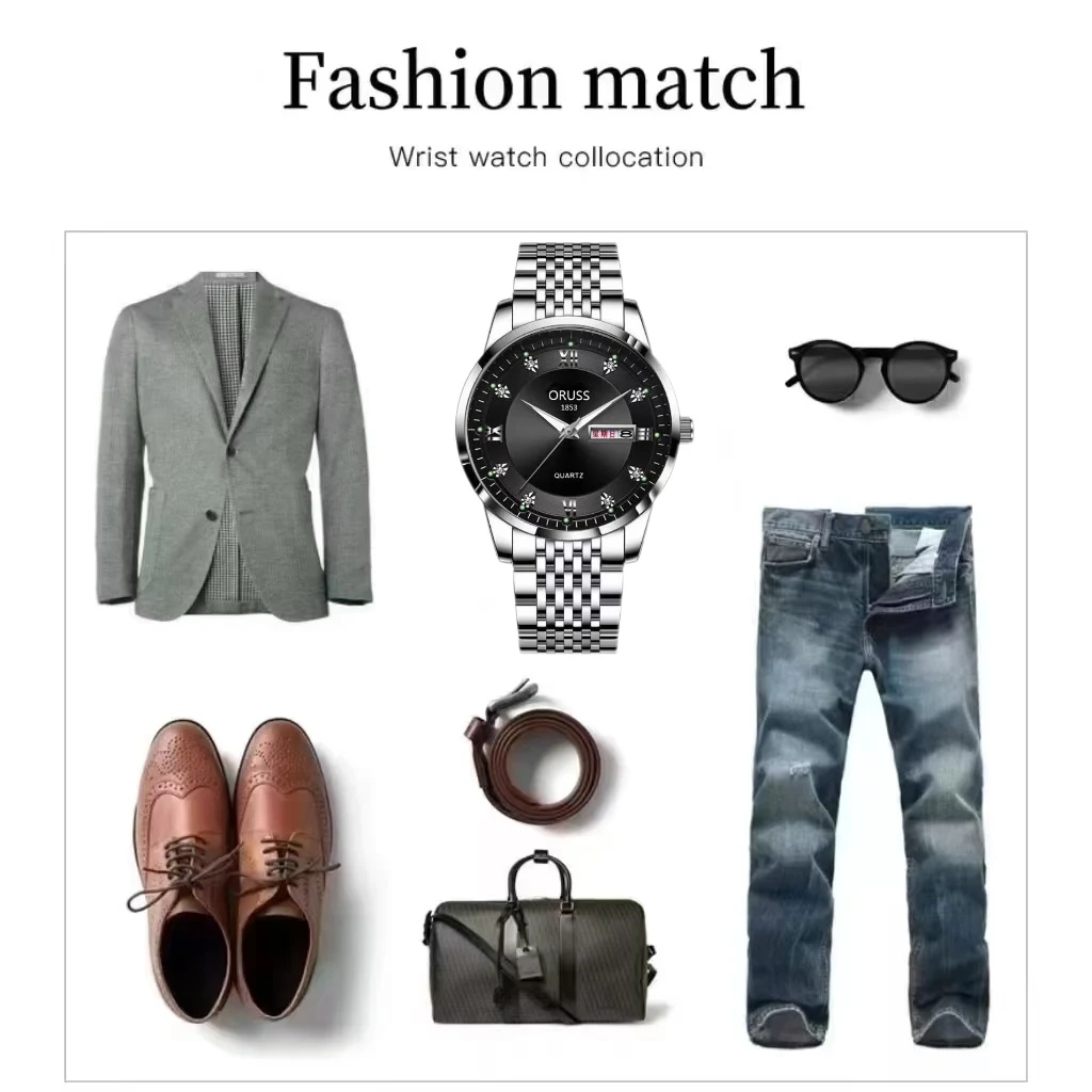 ORUSS Original luxe Quartz montre lumineuse montre pour hommes livraison gratuite mode montres en acier inoxydable étanche nouveau