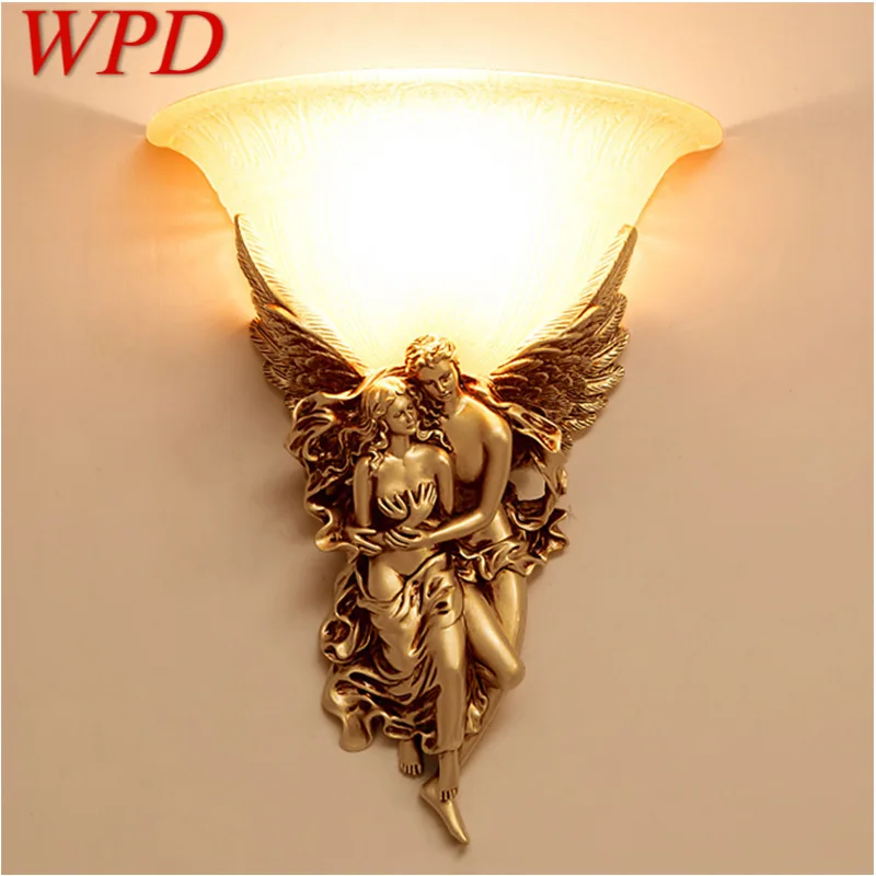 

WPD Angel Wall Lamps LED Gold Creative Design Resin Sconce 3 colors Lights For Home Living Room Bedroom