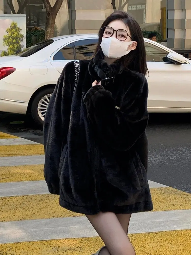 

Куртка для девочек из искусственного меха, пальто, женская красивая макси-фестиваль, жена, темперамент, флокированная шея, стройные наряды с рукавами, молодежный ветер