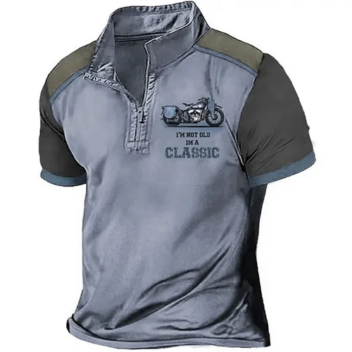 Imagen 2 del producto Polos Vintage de manga corta para hombre, camiseta con estampado 3d de solapa y cremallera para hombre, camisa masculina de gran tamaño de alta calidad, ropa informal