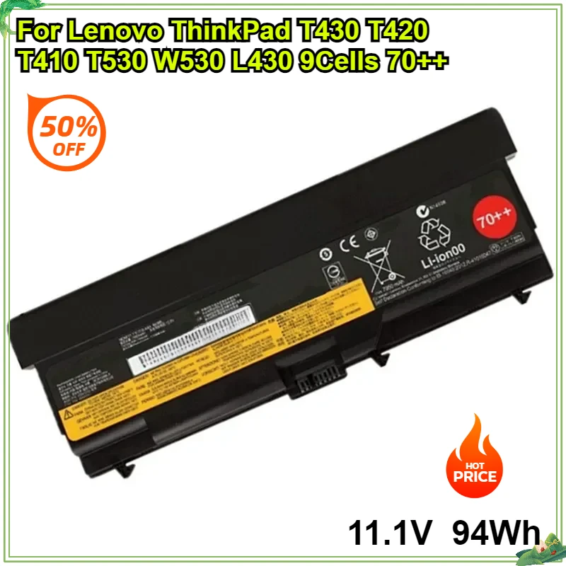 Laptop Battery for Lenovo ThinkPad T430 T420 T410 T520 T530 T510 W530 W520 W510 L430 L420 L412 L530  L520  9 Cells 70++ 0A36303