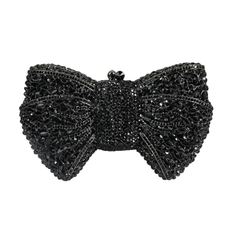 

Women Luxury Bowknot Shaped Evening Clutch Sparkling Rhinestones Handbag for Banquet Wedding Party Luxury, Sparkling, Rhineston