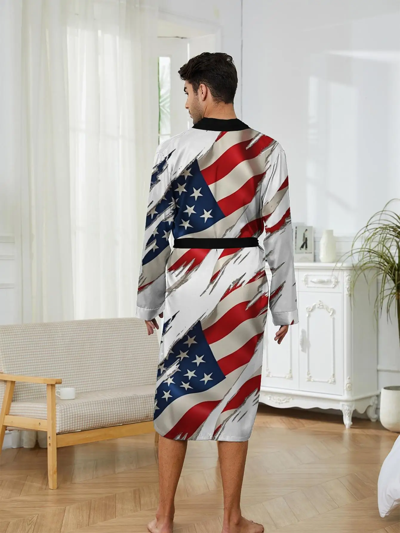 1pcs Men's Robes 2026 Spring/Summer nightie for men Graphic robe Polyester 3D Printed Robes Men's bathrobe Sleepwear