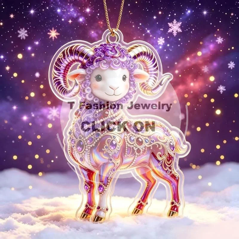 Acrylic Chinese Zodiac Goat Hanging Ornament Auspicious Vibrant Color Durable Decor for Bedroom Balcony New Year Present for Ki
