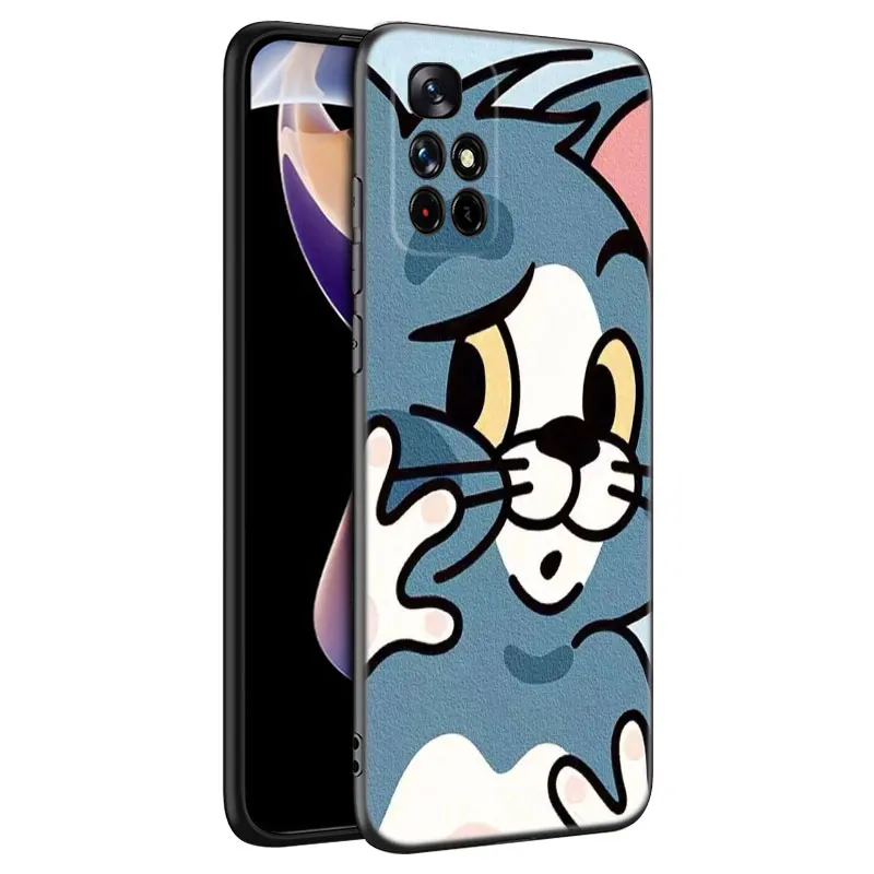 J-Jerrys Mouse Toms Cat Phone Case For Xiaomi Redmi Note 8 9 10 11 11E 11T 11S 12 Pro 4G Plus 5G 8T 9S 10S 12S Black Cover