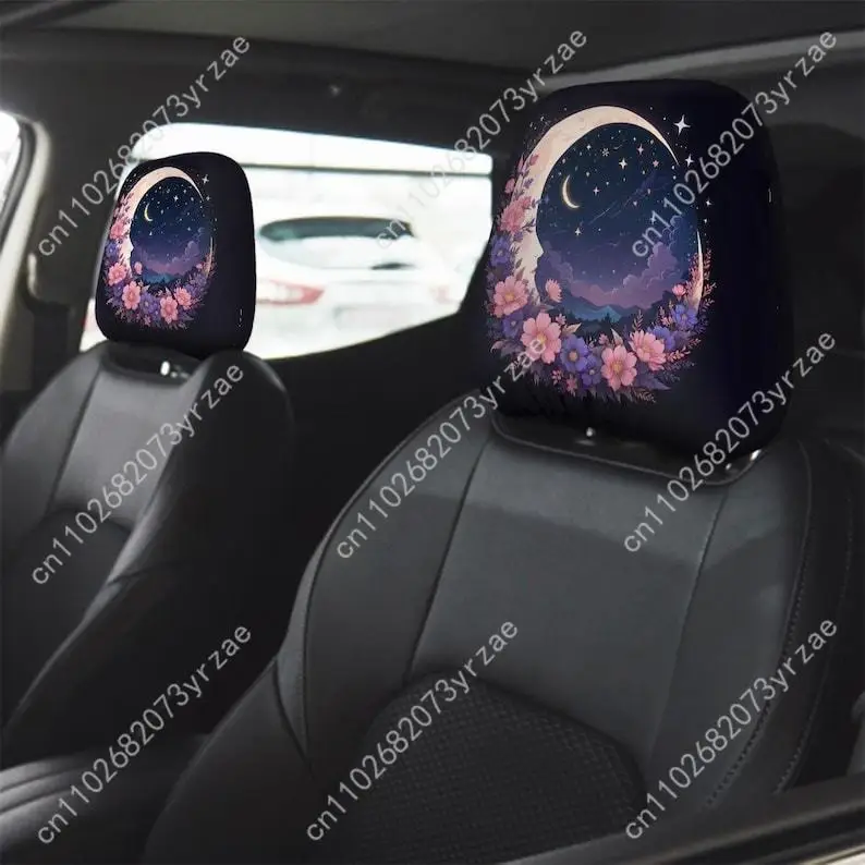 

Purple Moon Car Seat Headrest Cover (2pcs) Environmentally Friendly Headrest Protector Breathable Comfortable Vehicle Decor