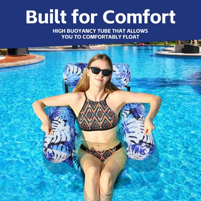 

Inflatable Water Park Float Chair - Foldable Pool Lounge Sofa with Headrest，Comfortable Floating Seat for Swimming, Pool Parties