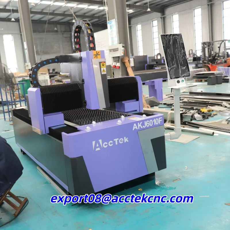1500W 2000W Optional Fiber Laser Cutting Machines AKJ6010F Automatic For Industrial Steel Iron Aluminum Metal Plate Processing