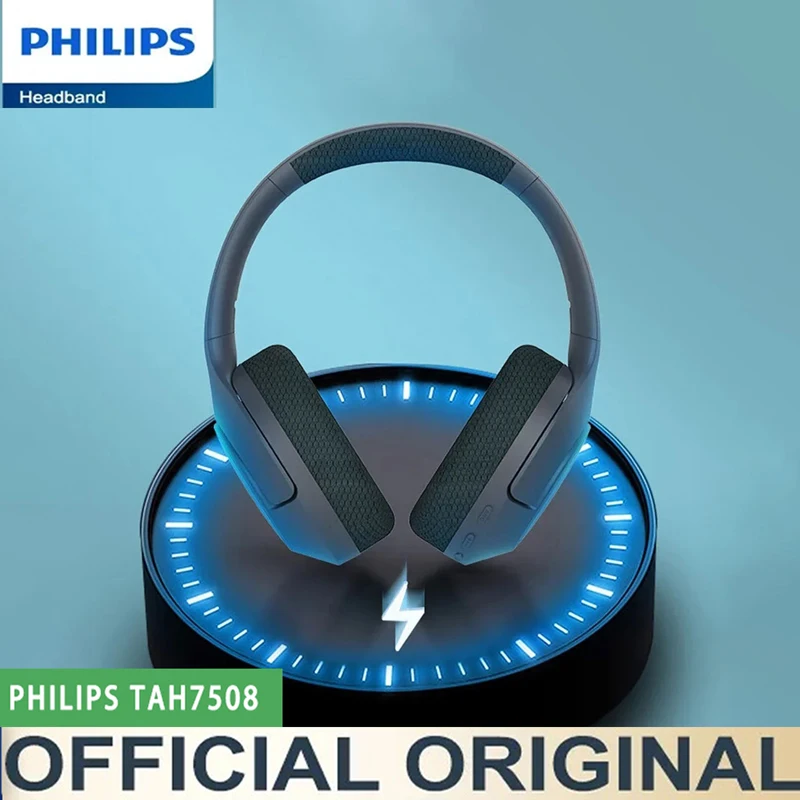 

Philips Новые беспроводные Bluetooth наушники TAH7508 с активным шумоподавлением HIFI стереогарнитура киберспортные игры спортивные наушники
