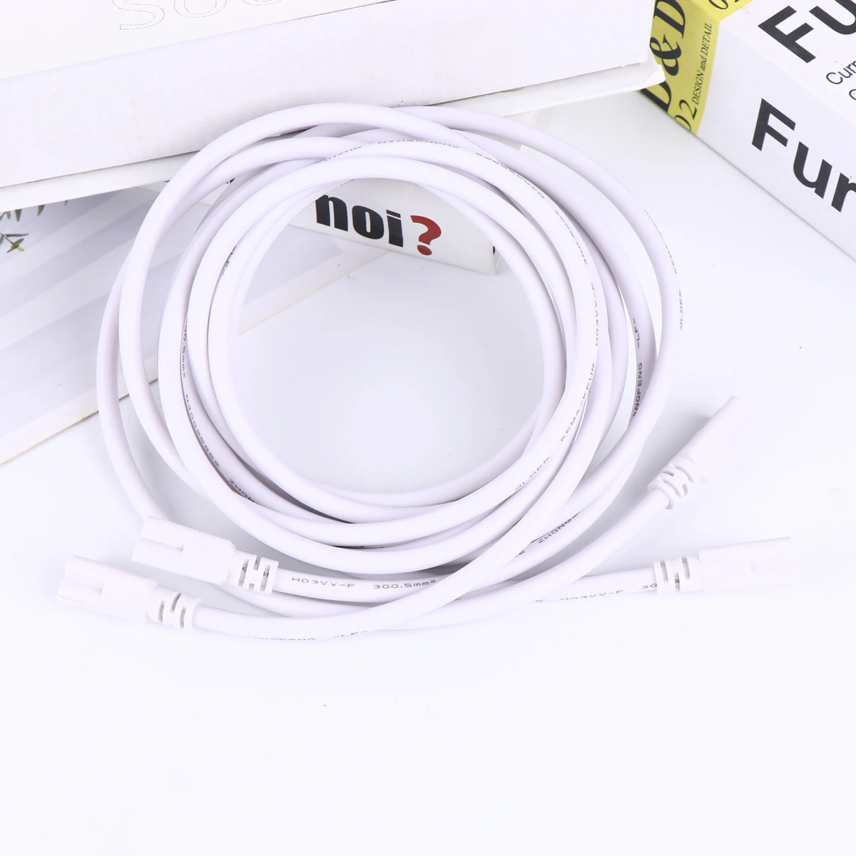 

2pcs 2M 3-Pin T5 Led Tube Power Cable Double-Ended Connector Cord For Integrated Light Strip White Universal Power Cord For