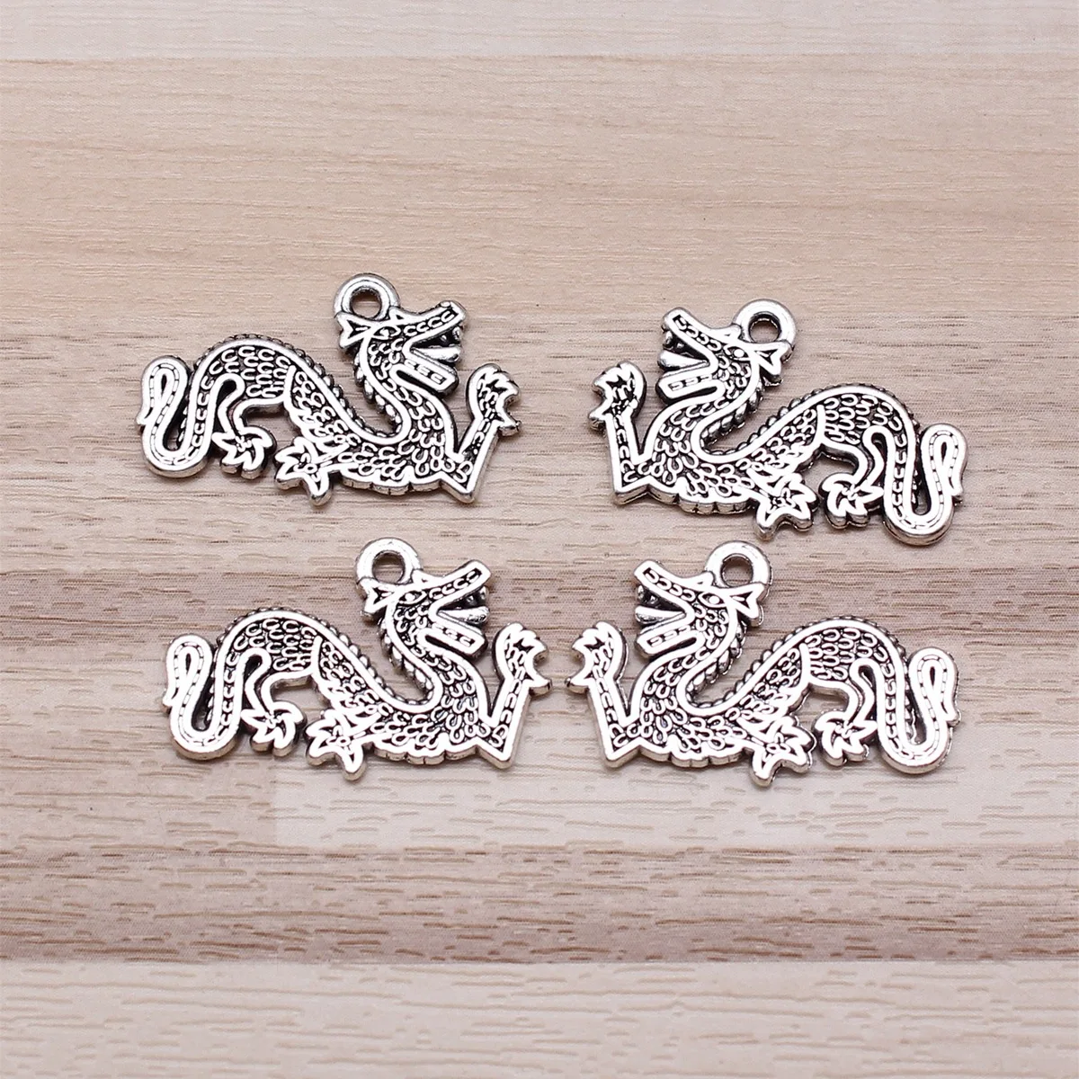 IFOCUS 10pcs/Lot Dragon Charms For DIY Jewelry Making Zinc Alloy 26x16mm/1.02x0.63inch