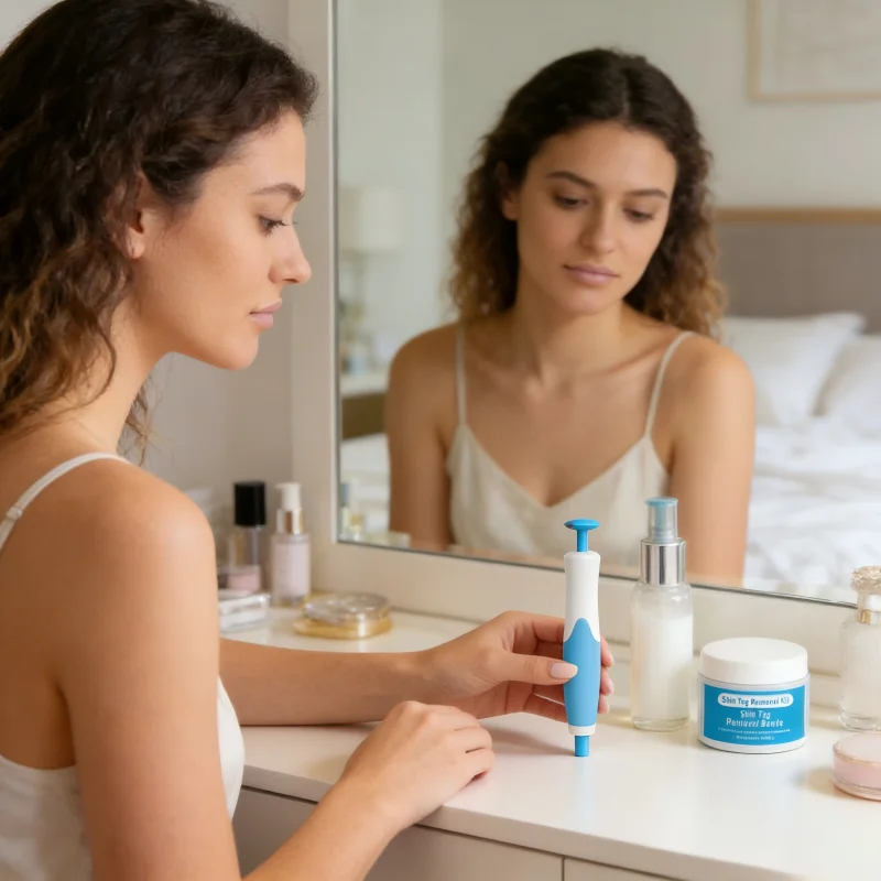 Skin Tag Removal Mole Wart Removal Facial Mole Wart Microstrip Tag Removal Kit Automatic Mole Remover Tool with Cleansing Swabs