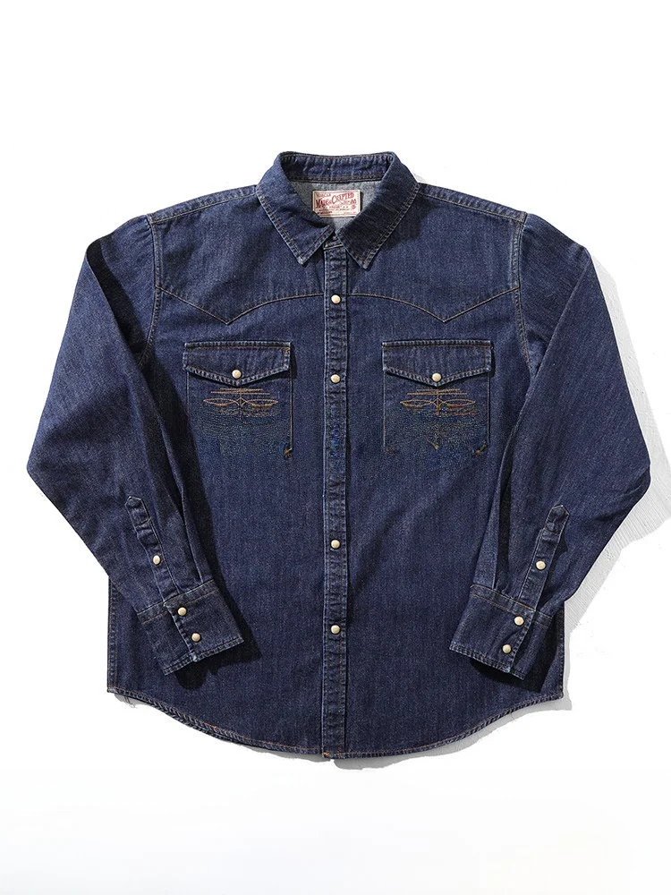 

MBBCAR Western Series Basic Waed Color Long Sve Casual irt Youth Trend Cotton Denim Blue Jeans Men's Wear Autumn