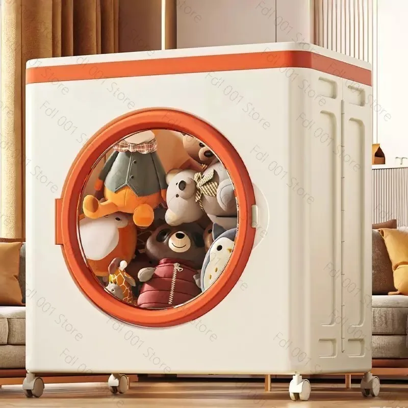 New Foldable Storage Cabinet Dustproof Large Capacity Toys Storage Basket Household with Pulleys Clothing Organizer