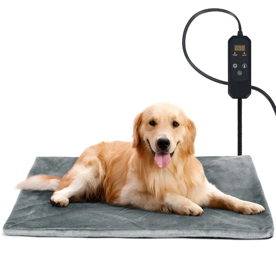 

Pet Heating Pad for Dogs and Cats, Adjustable Temperature and Waterproof Pet Heated Mat with Timer, Electric Heating Pet Bed wit