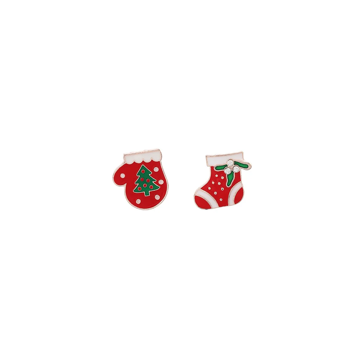 Christmas tree bells wreath asymmetrical studs light luxury high sense ins wind fashion temperament earrings female