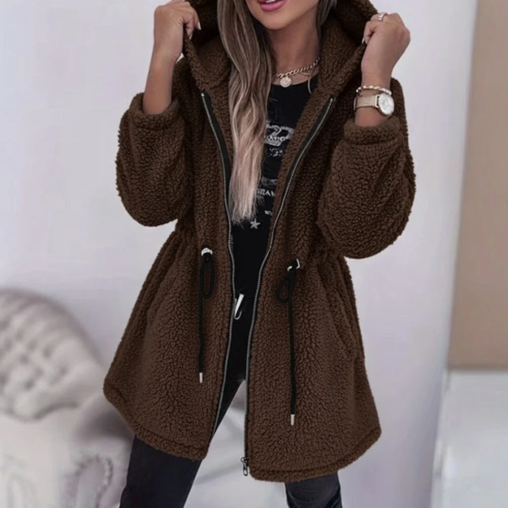 

Casual Plush Coat Autumn Winter Women's Fashion Outerwear Comfortable Soft Material No Decoration Versatile Style