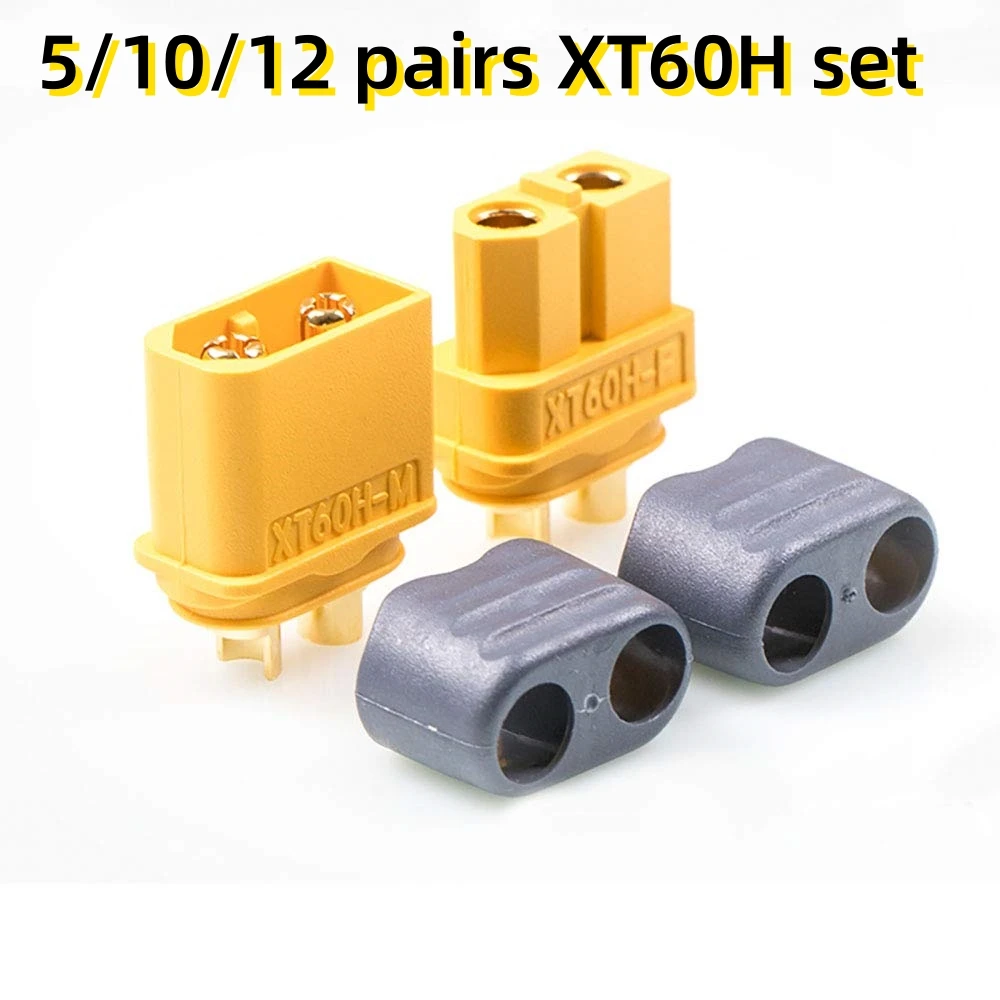 5/10/12 Pair XT60H (XT60 Upgrade) Male Female Bullet Connectors Power Plugs with Sheath for Lipo Battery RC Planes Cars