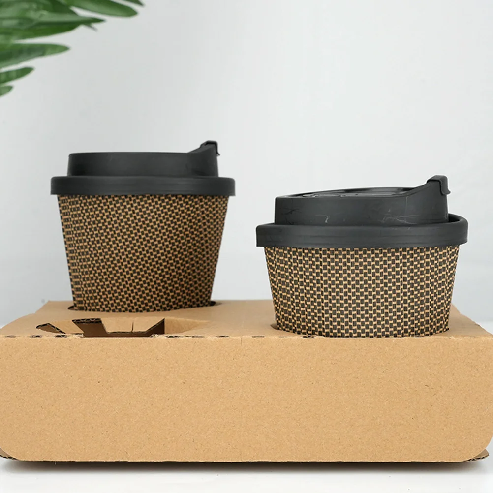 

1Set Disposable Coffee Cups Paper Thick Heatproof Lids Easy to Use Hot Beverage Cups for Coffee Juice Milk Tea Outdoor Parties