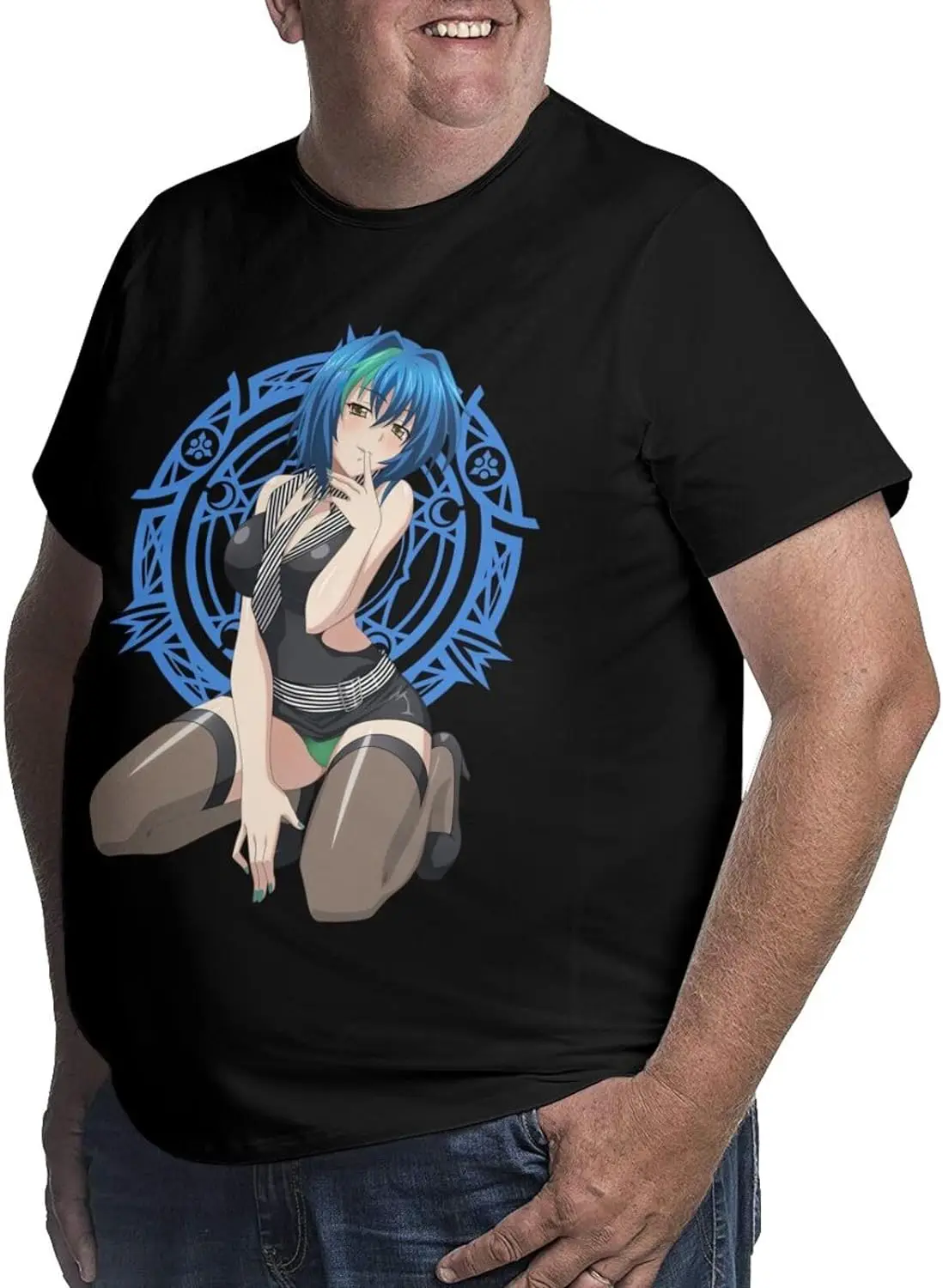 Manga Highschool DxD Xenovia Shirt Cotton Short Sleeve Fashion Large Size Tops for Man Black