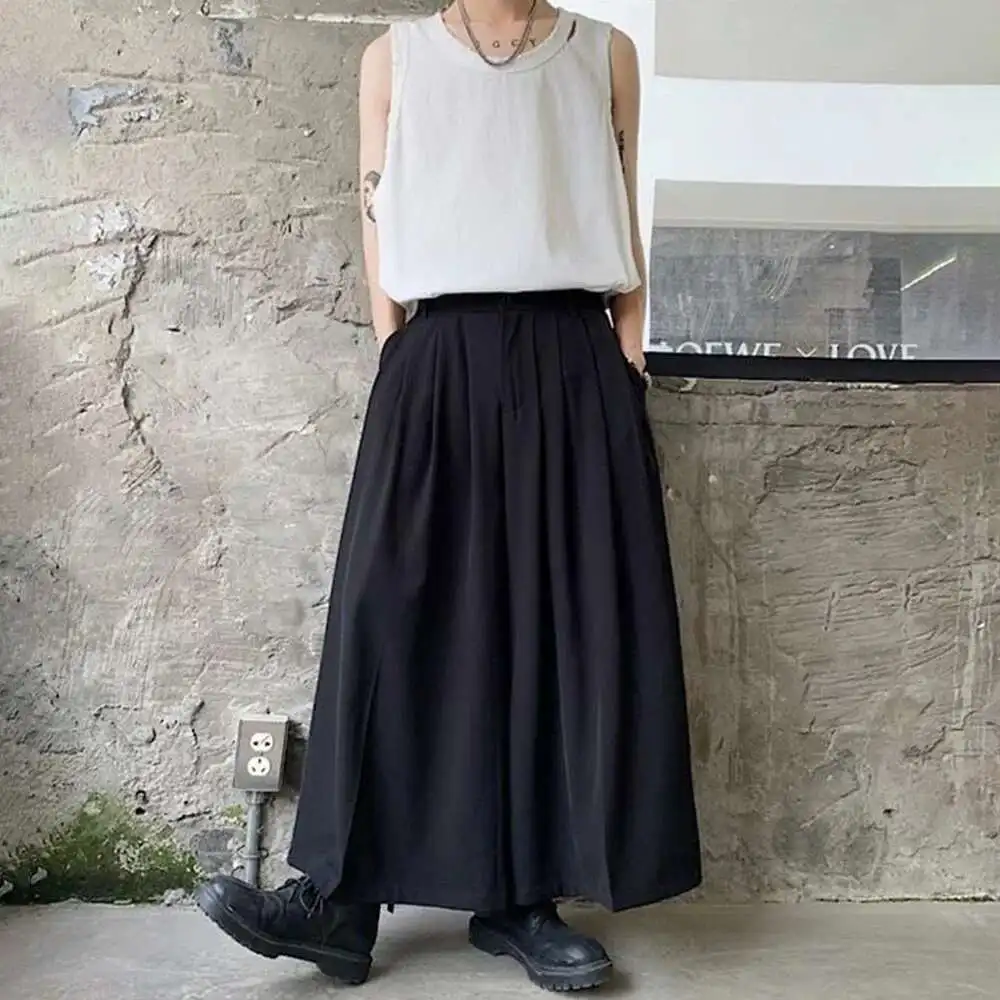 Men's New Pants Daily Loose Single Gothic Fashion Button Streetwear Japanese Dark Style Wide Leg Pants Unisex