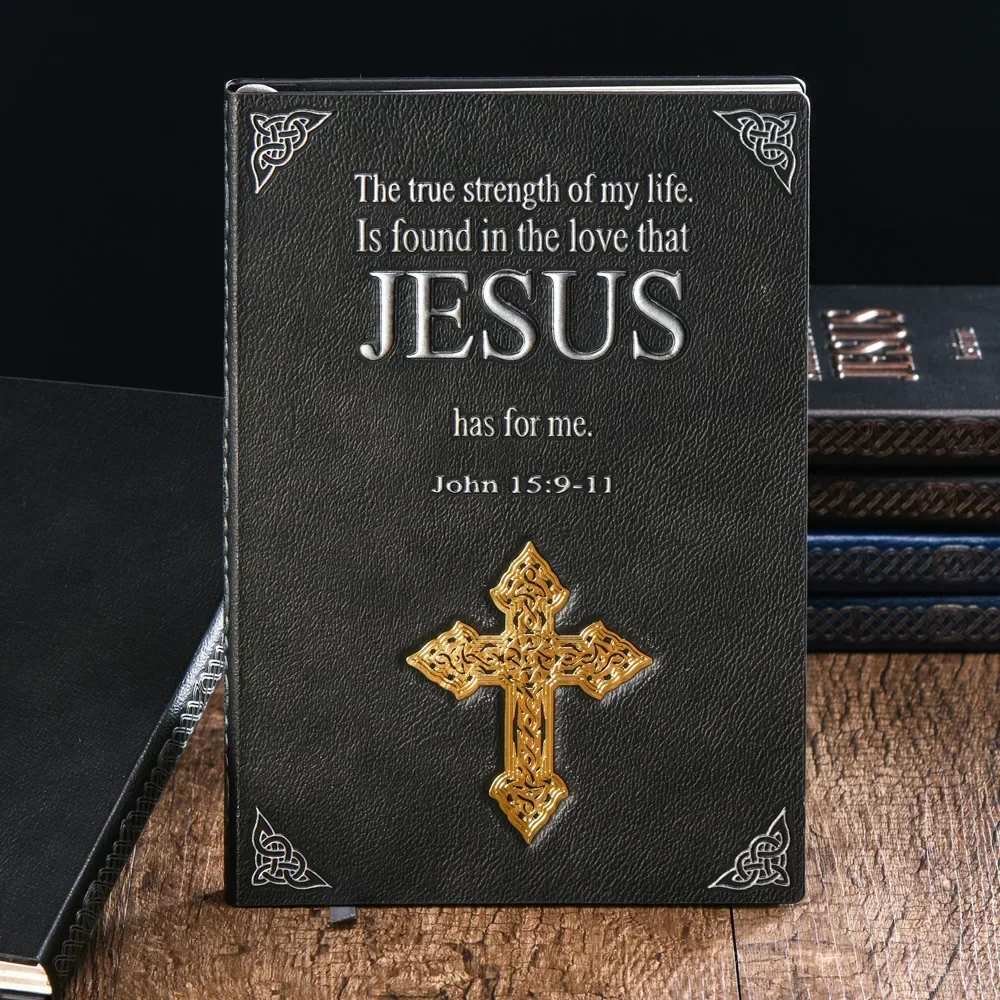 

Stationery Writing Jesus Planner Notebook Note Bible Travel Supplies Diary Embossed Notepad Book Cross Leather