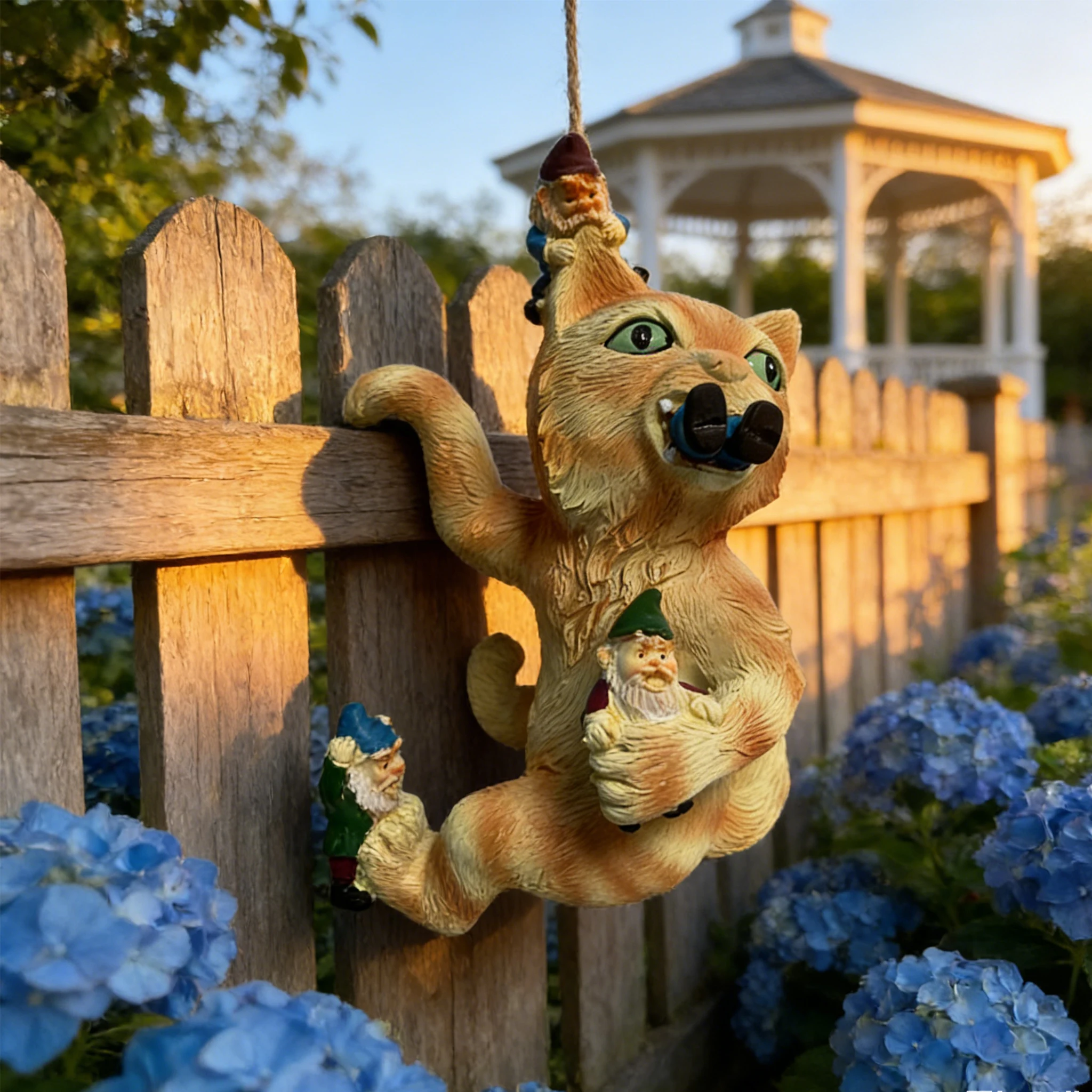 

Садовая статуя гнома, садовая кошка, статуи гномов, забавная статуя кошки, художественные украшения для двора, садовые украшения, подарок на открытом воздухе Sta