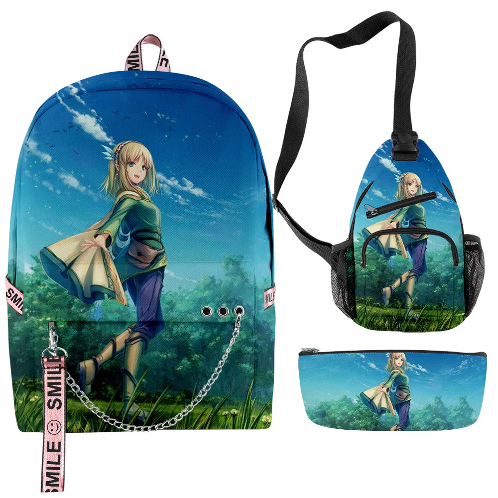 

Classic Novelty Creative Cool WORLD OF LEADALE 3D Print 3pcs/Set School Bags multifunction Travel Backpack Chest Bag Pencil Case