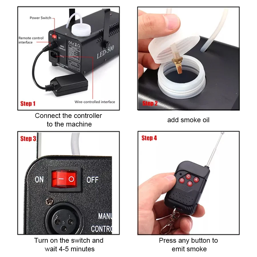 500W Mini Stage Fog Machine Remote Control Led Smoke Machine for Wedding Party DJ