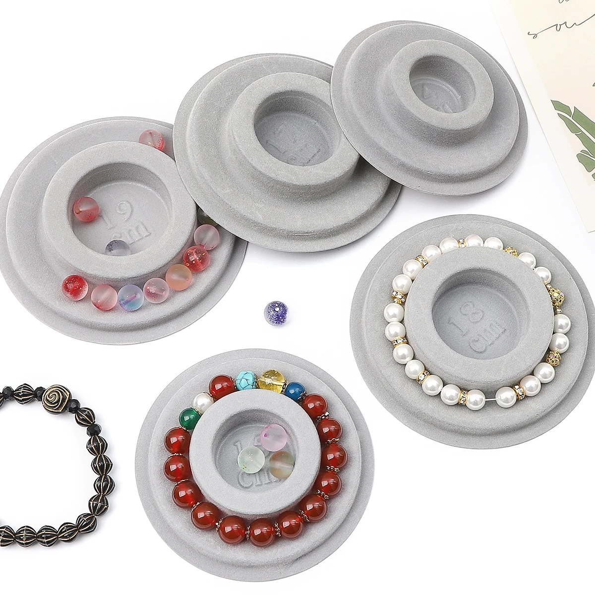 

1pc PE Flocked Jewelry DIY Bracelet Design Round Plate Handmade Beaded Bracelet Design Table Size Dial New Beads Measuring Plate