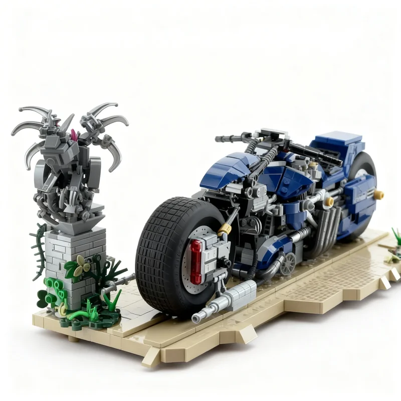 2100pcs MOC White Knight Batcycle Hero Collection Model Building Blocks Room Decor Tabletop Ornament Decorative Gift For Adults
